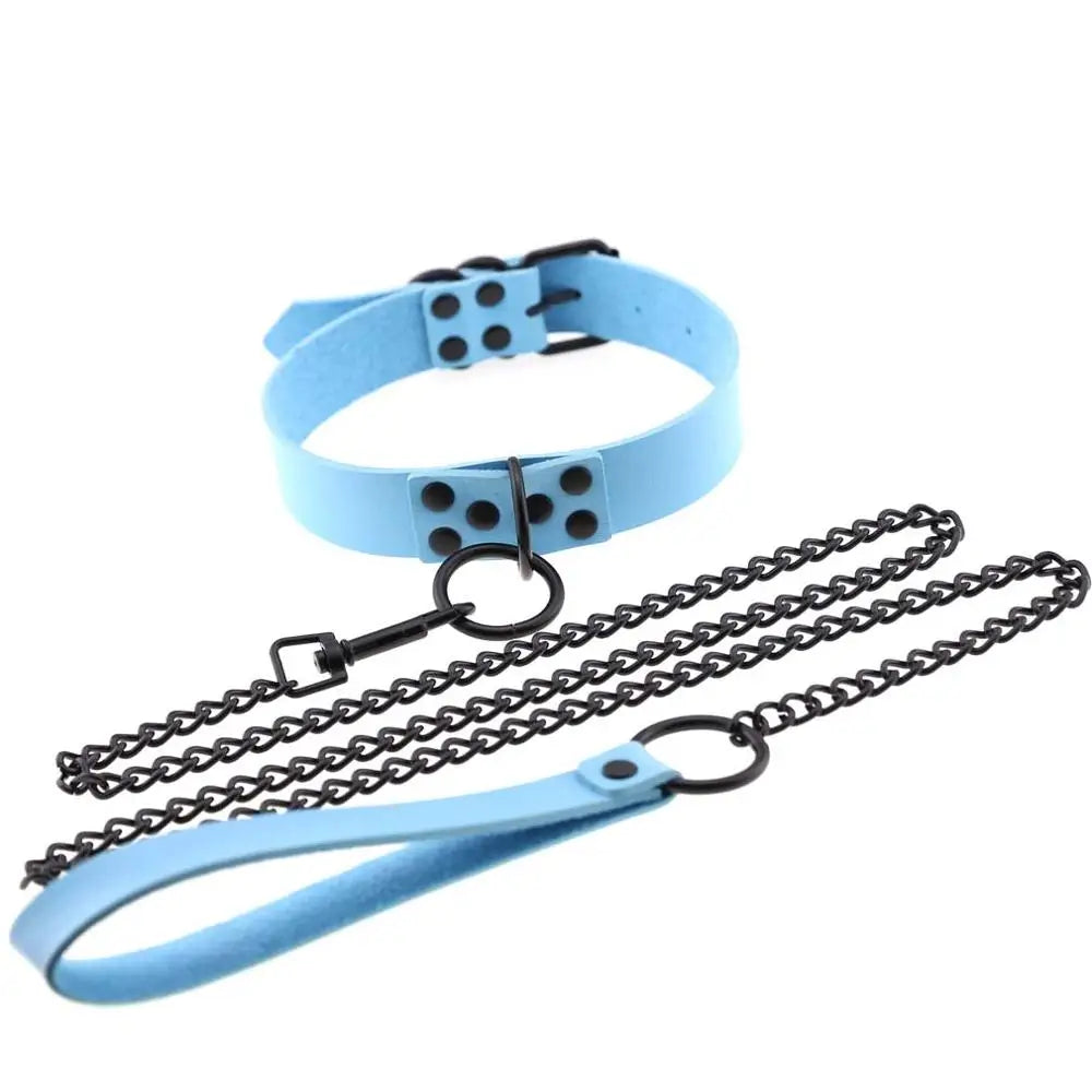 Rivet Reign — Collier BDSM Punk Rivets & Corde de Traction