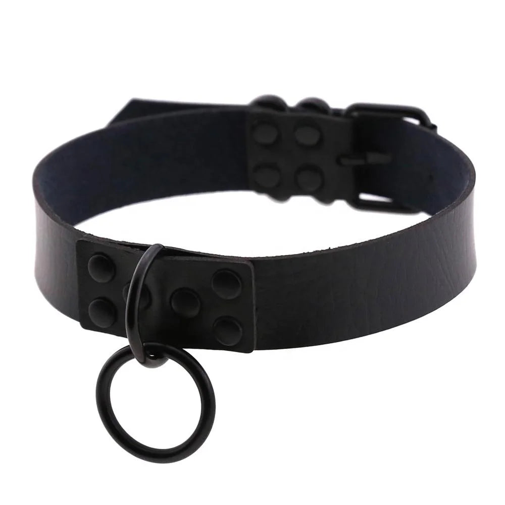 Iron Circle — Collier BDSM Punk Rivets & Anneau O-Ring