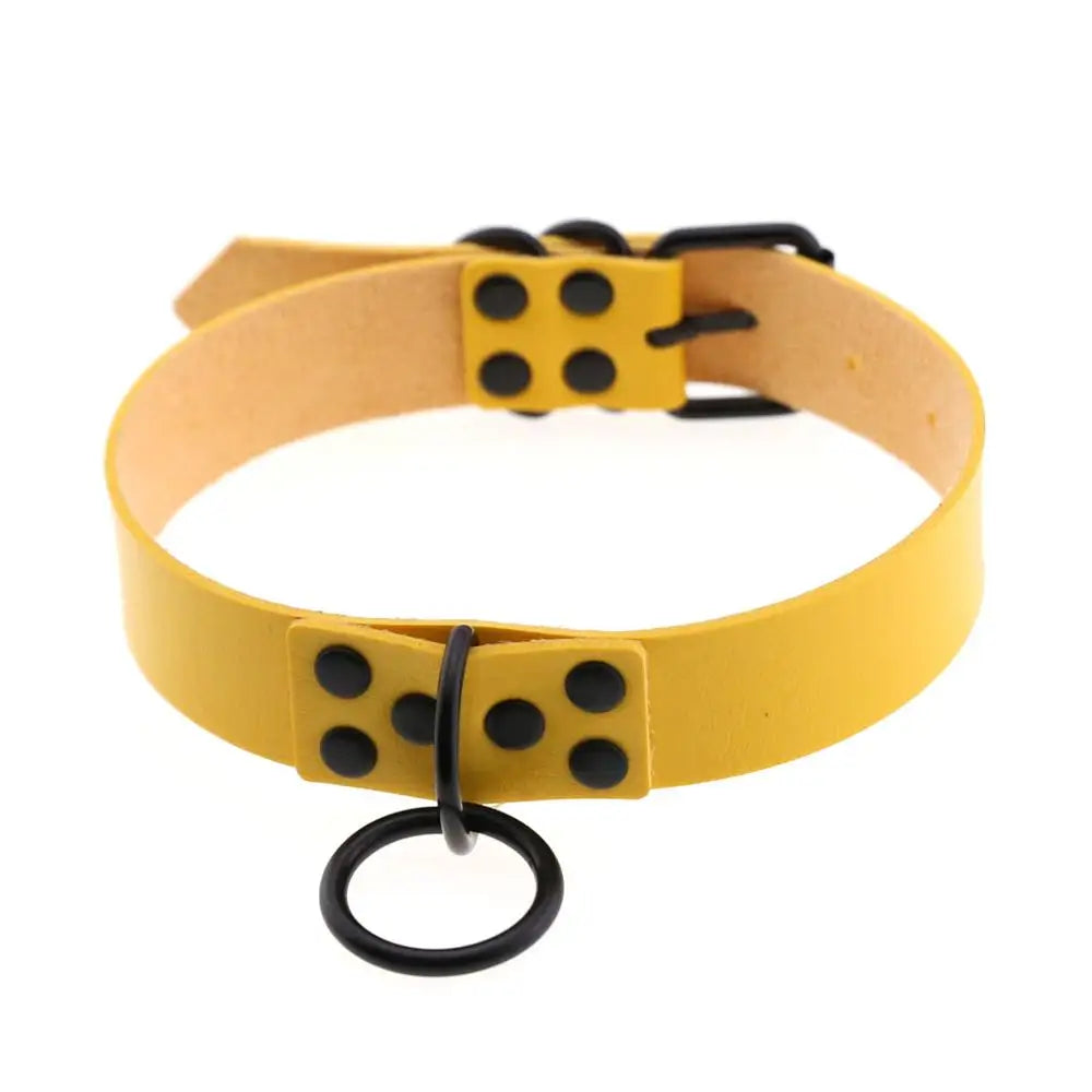 Iron Circle — Collier BDSM Punk Rivets & Anneau O-Ring