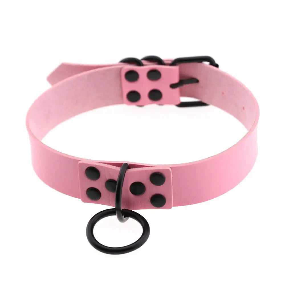 Iron Circle — Collier BDSM Punk Rivets & Anneau O-Ring