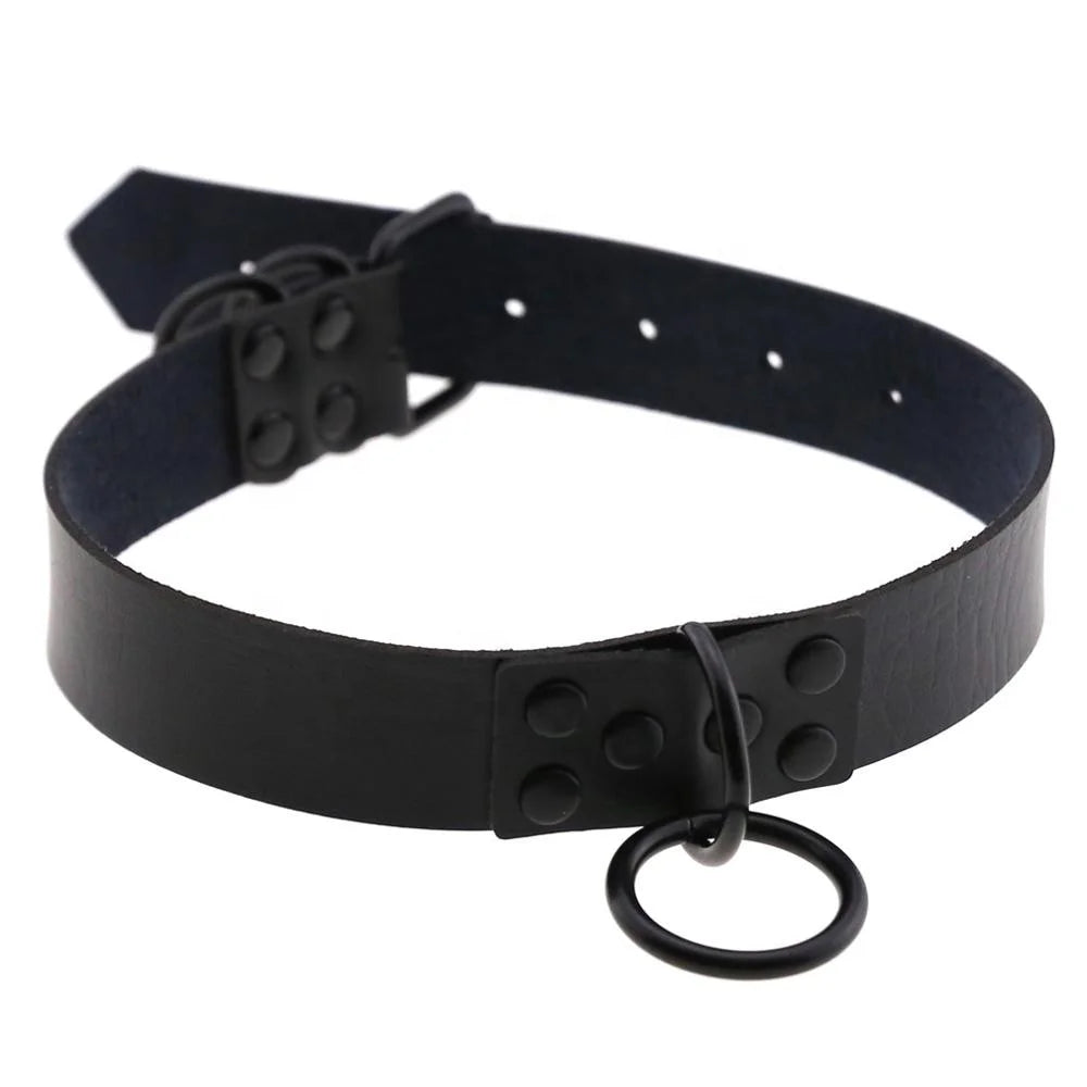 Iron Circle — Collier BDSM Punk Rivets & Anneau O-Ring