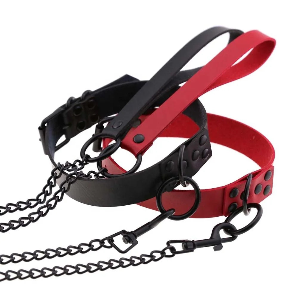 Rivet Reign — Collier BDSM Punk Rivets & Corde de Traction
