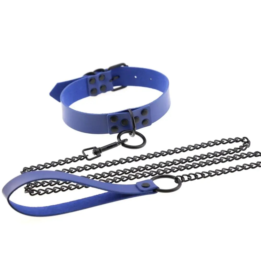 Rivet Reign — Collier BDSM Punk Rivets & Corde de Traction
