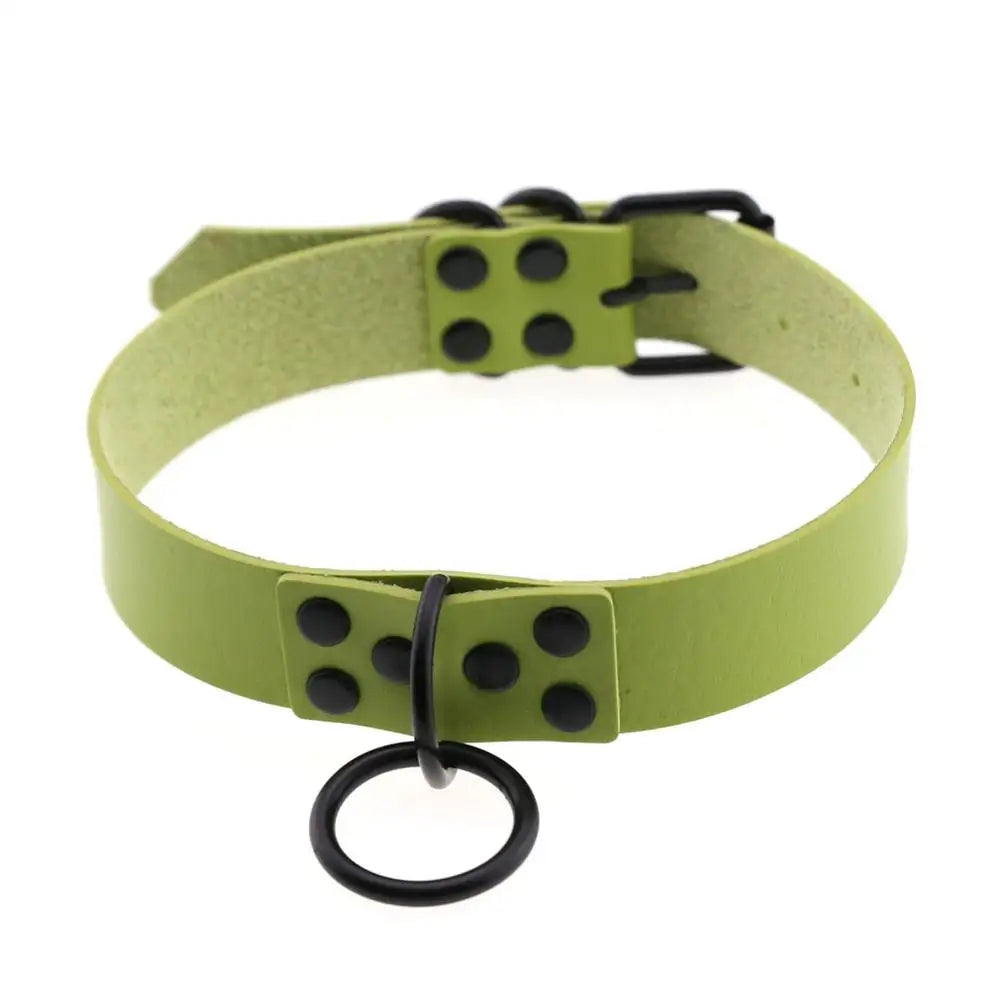 Iron Circle — Collier BDSM Punk Rivets & Anneau O-Ring
