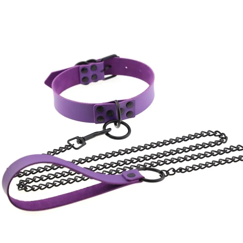 Rivet Reign — Collier BDSM Punk Rivets & Corde de Traction