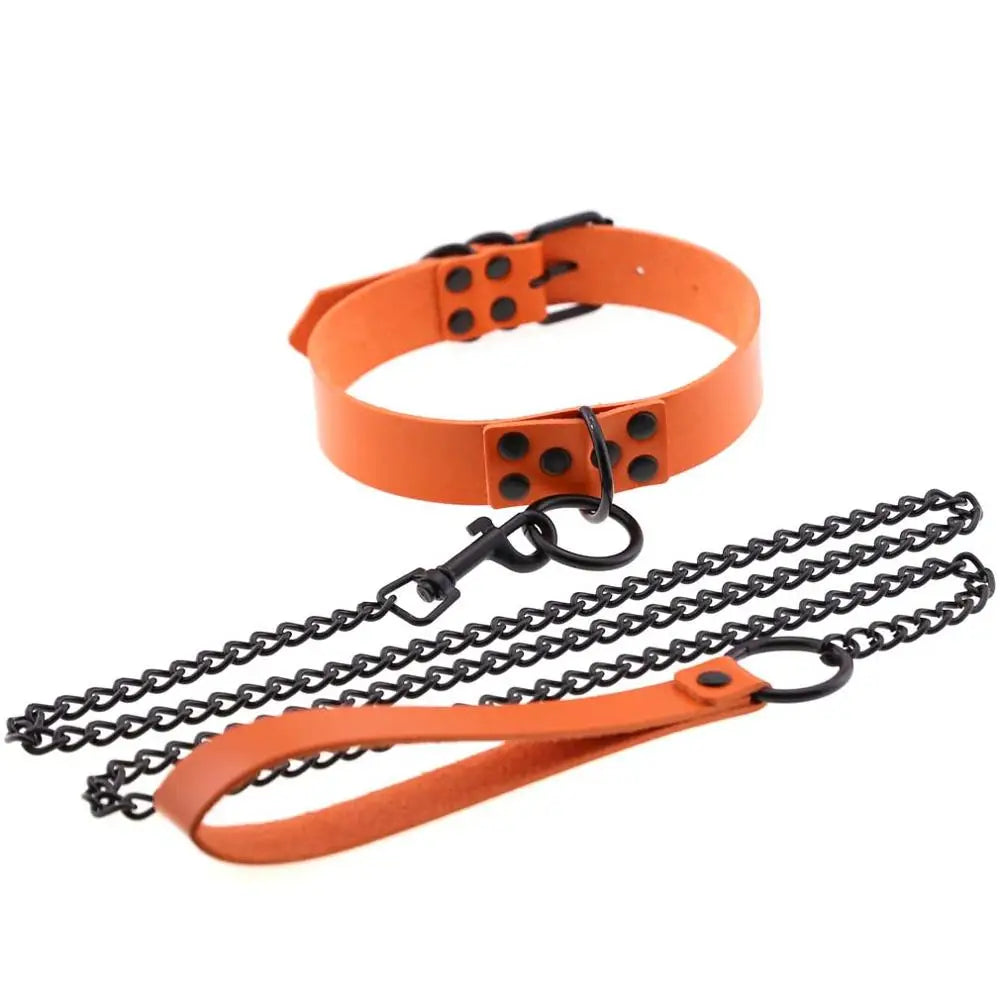 Rivet Reign — Collier BDSM Punk Rivets & Corde de Traction