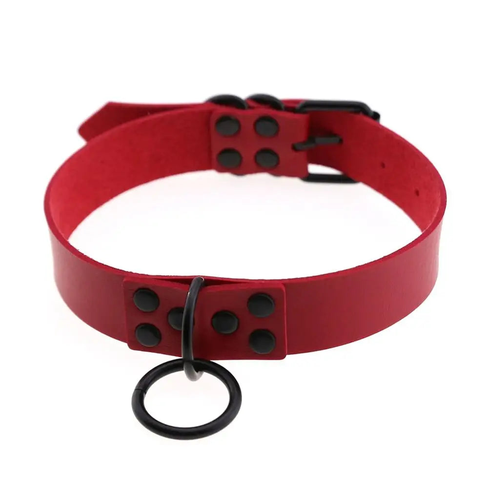 Iron Circle — Collier BDSM Punk Rivets & Anneau O-Ring