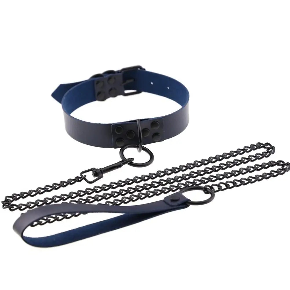 Rivet Reign — Collier BDSM Punk Rivets & Corde de Traction