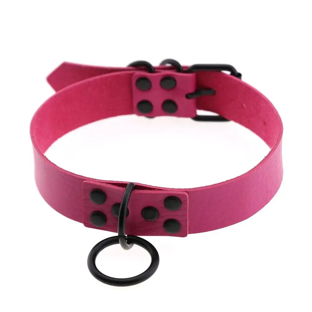 Iron Circle — Collier BDSM Punk Rivets & Anneau O-Ring