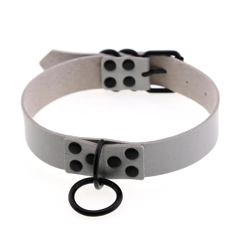 Iron Circle — Collier BDSM Punk Rivets & Anneau O-Ring