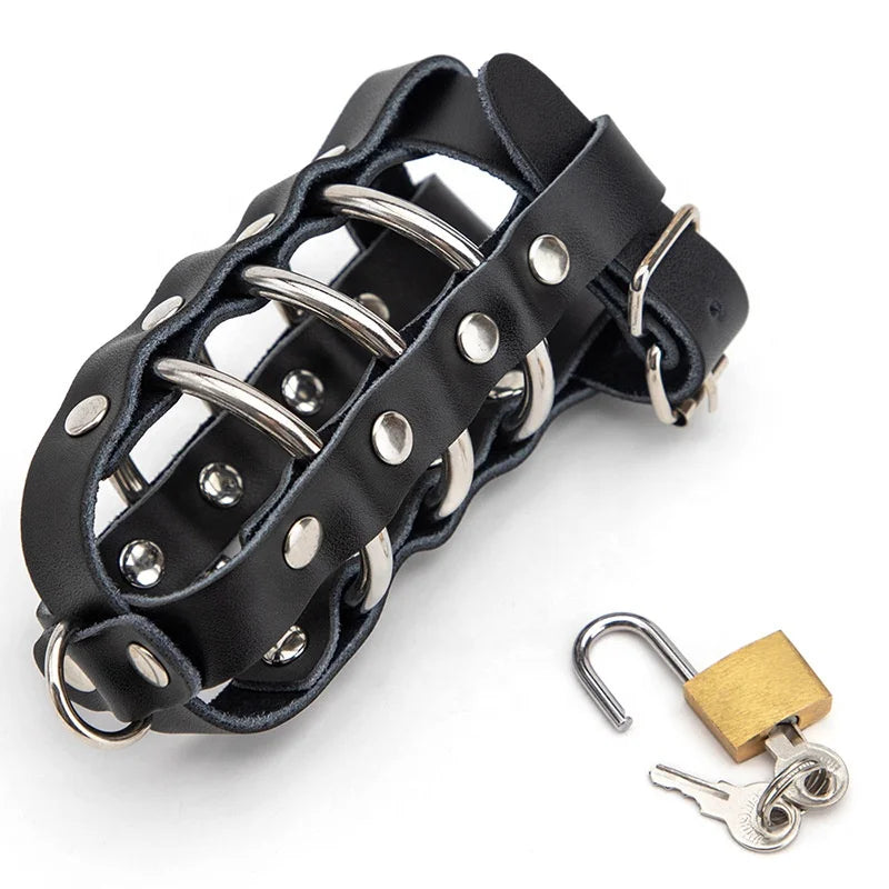 L'Étau de Velours Cage de Chasteté Cuir & Métal